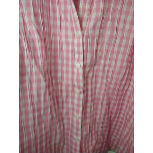 Foxcroft Woman 2X Button Up Pandora Pink White Gingham Cotton Blend - Picture 4 of 8